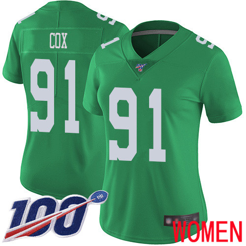 Women Philadelphia Eagles #91 Fletcher Cox Limited Green Rush Vapor Untouchable NFL Jersey 100th Season->nfl t-shirts->Sports Accessory